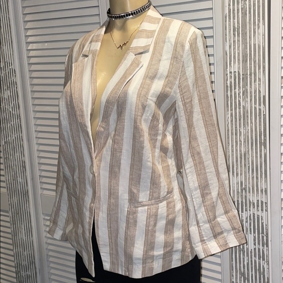 CHICOS Striped Linen One Button Blazer - Picture 5 of 11